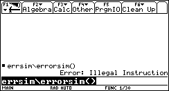 Step 5: If the program was run from the home screen, the error will be shown in the history area.